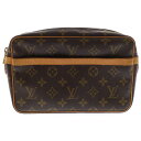 LOUIS VUITTON(ルイヴィトン) モノグラム コンピエーニュ23 レザークラッチバッグ ブラウン M51847【中古】【程度B】【カラーブラウン】【オンライン限定商品】(4)