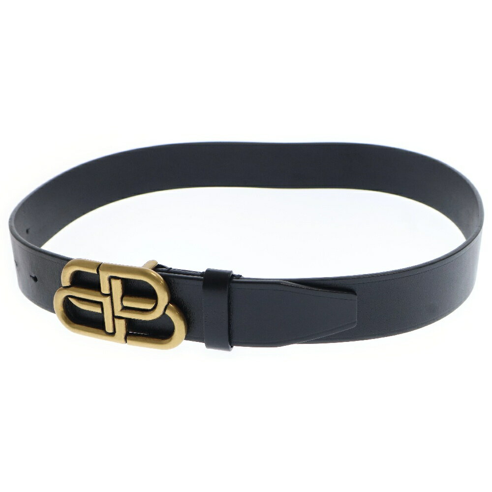 BALENCIAGA(バレンシアガ) BBロゴ ベルト ブラック レザー GD金具 レディース 570370【中古】【程度A】【カラーブラック】【取扱店舗原宿】