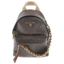 MICHAEL KORS(マイケルコース) SLATER XS CNV MSGR BACKPACK ロゴ総柄 チェーン バッグパック ブラウン 30T0G04B...