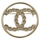 CHANEL(シャネル) ココマーク ラインストーン ブローチ B19P ゴールド バッジ GP アクセサリー【中古】【程度A】【カラー14068】【取扱店舗BRING京都河原町店】