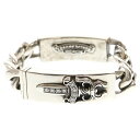 CHROME HEARTS(クロムハーツ) ID DBL FLRL DGGR P/DIA ダブルID パヴェダイヤ フローラルダガー ブレスレット シルバー【中...
