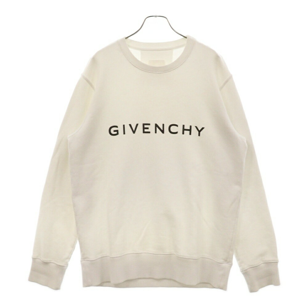 GIVENCHY(ジバンシィ) サイズ:S LOGO SLIM FIT ロゴプリント スリムフィット クルーネック 長袖スウェット ホワイト BMJ0HA3YAC【中古】【程度B】【カラーホワイト】【取扱店舗BRING梅田茶屋町店】