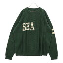 WIND AND SEA(ウィンダンシー) サイズ:XL ウール混 ロゴデザインニットセーター グリーン WDS-OWKN-23-Q2-KN-02【中古】【程度...