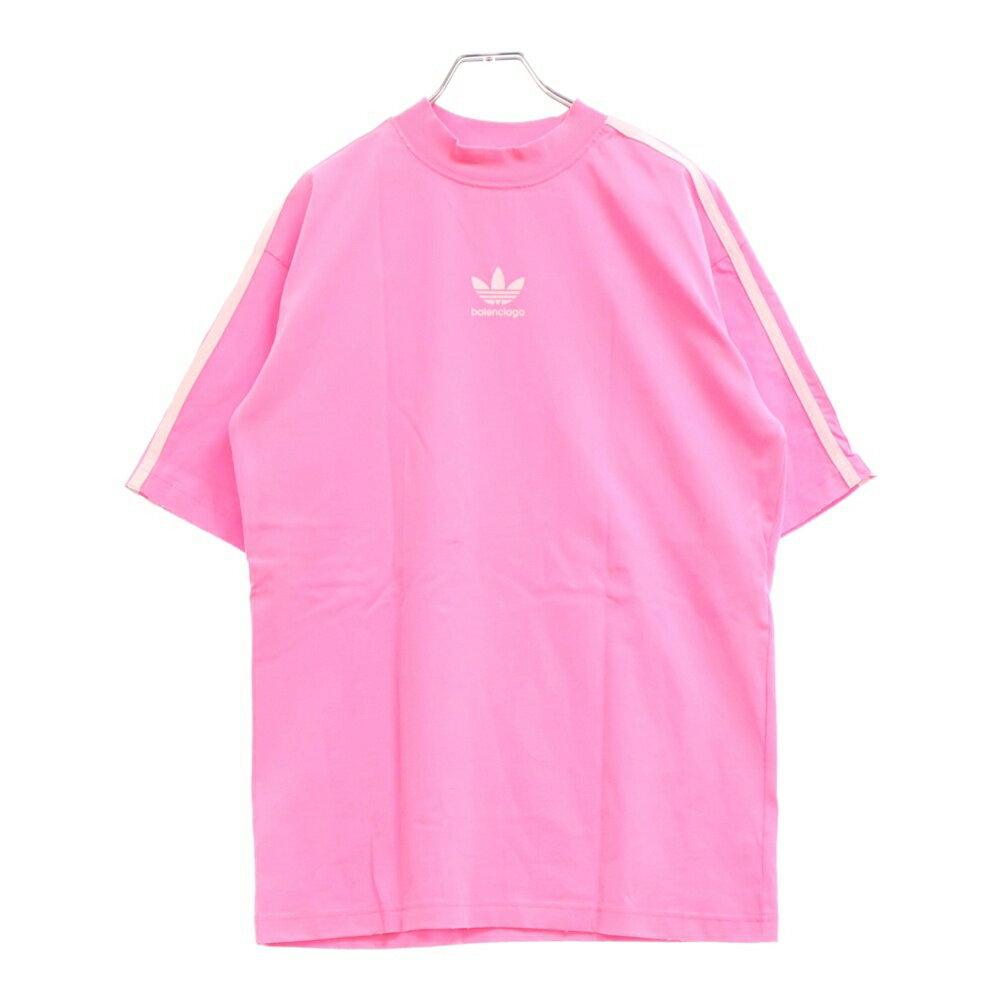 【BALENCIAGA】ピンク コットン Tシャツ BALENCIAGA 大人気 ピンクロゴTシャツ