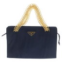 PRADA(プラダ) チェーンハンドバッグ ネイビー テスート ハンドバッグ ゴールド金具 ロゴ三角プレート【中古】【程度B】【カラーネイビー】【オンライン限定商品】(4)