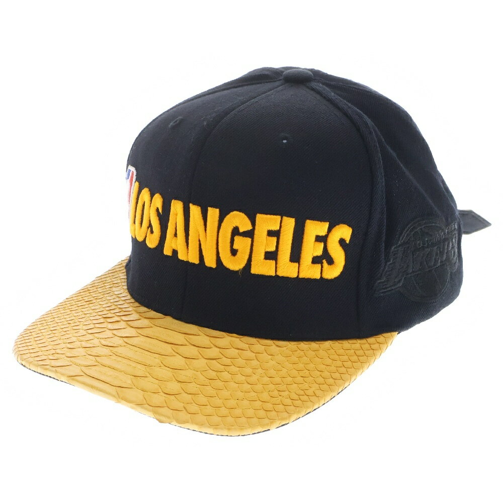 JUSTDON(ジャストドン) LOS ANGELES LAKERS パイソン 6パネル ベースボール キャップ ブラック/イエロー【中古】【程度B】【カラーブ...