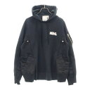 Sacai(サカイ) サイズ:M 20AW ×NIKE NRG HOODY 再構築 ドッキングプルオーバーパーカー フーディ ブラック CW2419-010【中...