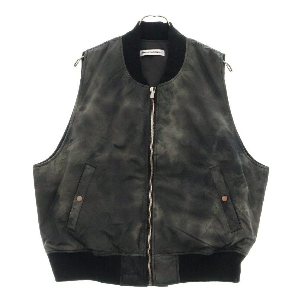 FFFPOSTALSERVICE(トリプルエフポスタルサービス) サイズ:XL MA-1 BOMBER VEST ガーメントダイウォッシュドボンバーベスト ブラック/グレー【新古品/中古】【程度S】【カラーブラック】【オンライン限定商品】