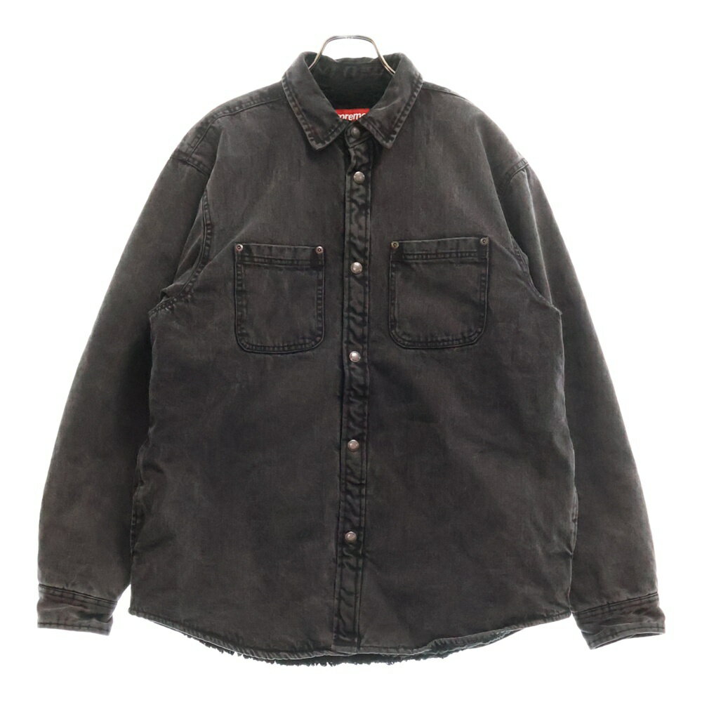 SUPREME(シュプリーム) サイズ:M 24AW Faux Shearling Lined Work Shirt フェイクシアリング ロゴエンブロイダリー ワークジャケット 刺繍 グレー【中古】【程度B】【カラーグレー】【取扱店舗BRING札幌店】