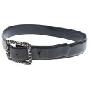 CHROME HEARTS(クロムハーツ) サイズ:30 BLT SCRLREC レクタングルスクロール レザーベルト ブラック/シルバー オールド【中古】【程...