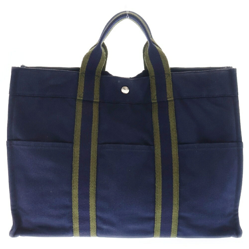 HERMES(エルメス) フールトゥ MM キャンバストートバッグ ネイビー【中古】【程度B】【カラーネイビー】【取扱店舗BRING京都河原町店】