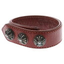 CHROME HEARTS(クロムハーツ) 3BTN 2SNP クロスボール 3ボタン2スナップ レザーブレスレット レッド/シルバー BCA123【中古】【程...
