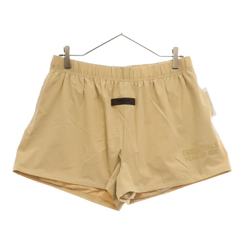 FEAR OF GOD ESSENTIALS(フィアオブゴッド エッセンシャルズ) サイズ:L SHORT PANTS ラバーロゴ ナイロンハーフパンツ ショーツ ベージュ【新古品/中古】【程度S】【カラーベージュ】【取扱店舗原宿】
