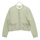 CHANEL(シャネル) サイズ:38 23AW ココマークボタン リブニット カーディガン ライトグリーン P75071 レディース【中古】【程度B】【カラーグリーン】【オンライン限定商品】