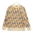 DIOR(ディオール) サイズ:S 21AW オブリーク総柄 クルーネックニットセーター 193M638AT344 イエロー/ホワイト【中古】【程度B】【カラー...