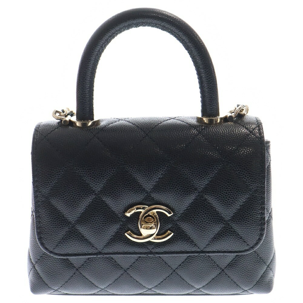CHANEL(シャネル) サイズ:- ミニ ココハンドル14 ショルダーバッグ ハンドバッグ チェーンショルダー ミニバッグ ブラック キャビアスキン ゴールド金具 AP4244【新古品/中古】【程度S】【カラーブラック】【取扱店舗WASTE_NOT名古屋店】のサムネイル