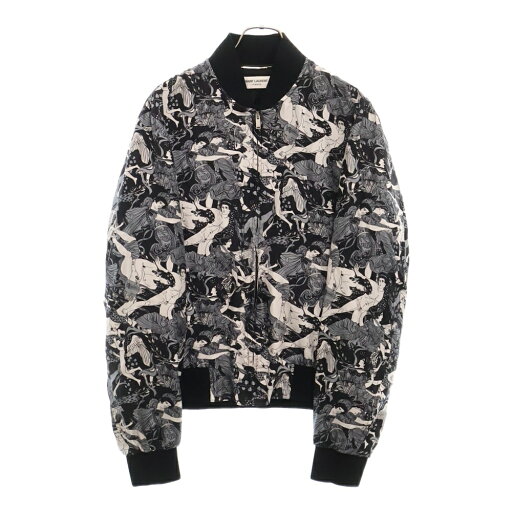 SAINT LAURENT PARIS(サンローランパリ) サイズ:52 PRINTED SILK BOMBER JACKET 総柄 プリンテッド シルク ボンバージャケット ブラック/ホワイト 505991 Y356S【中古】【程度B】【カラーブラック】【取扱店舗BRING福岡天神店】 SAINT LAURENT PARIS(サンローランパリ) サイズ:52 PRINTED SILK BOMBER JACKET 総柄 プリンテッド シルク ボンバージャケット ブラック/ホワイト 505991 Y356S【中古】【程度B】【カラーブラック】【取扱店舗BRING福岡天神店】