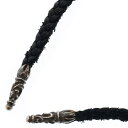 CHROME HEARTS(クロムハーツ) LEATHER BRAID SCROLL ネックレス レザーブレイドネックレス ブラック/シルバー BCA377【中...