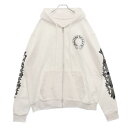 CHROME HEARTS(クロムハーツ) サイズ:L WTSHRT HD ZIP ジップパーカー バックホースシュー袖フローラルプリントパーカー【新古品/中古...