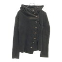 CHROME HEARTS(クロムハーツ) サイズ:S 裏地カシミヤクロスボールボタンレザー変形パーカー ジャケット レディース【中古】【程度B】【カラーブラッ...