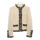 CHANEL(シャネル) サイズ:36 20AW ツイード ノーカラー ジップアップ ジャケット ホワイト/ブラック レディース P64831V60560【中古...