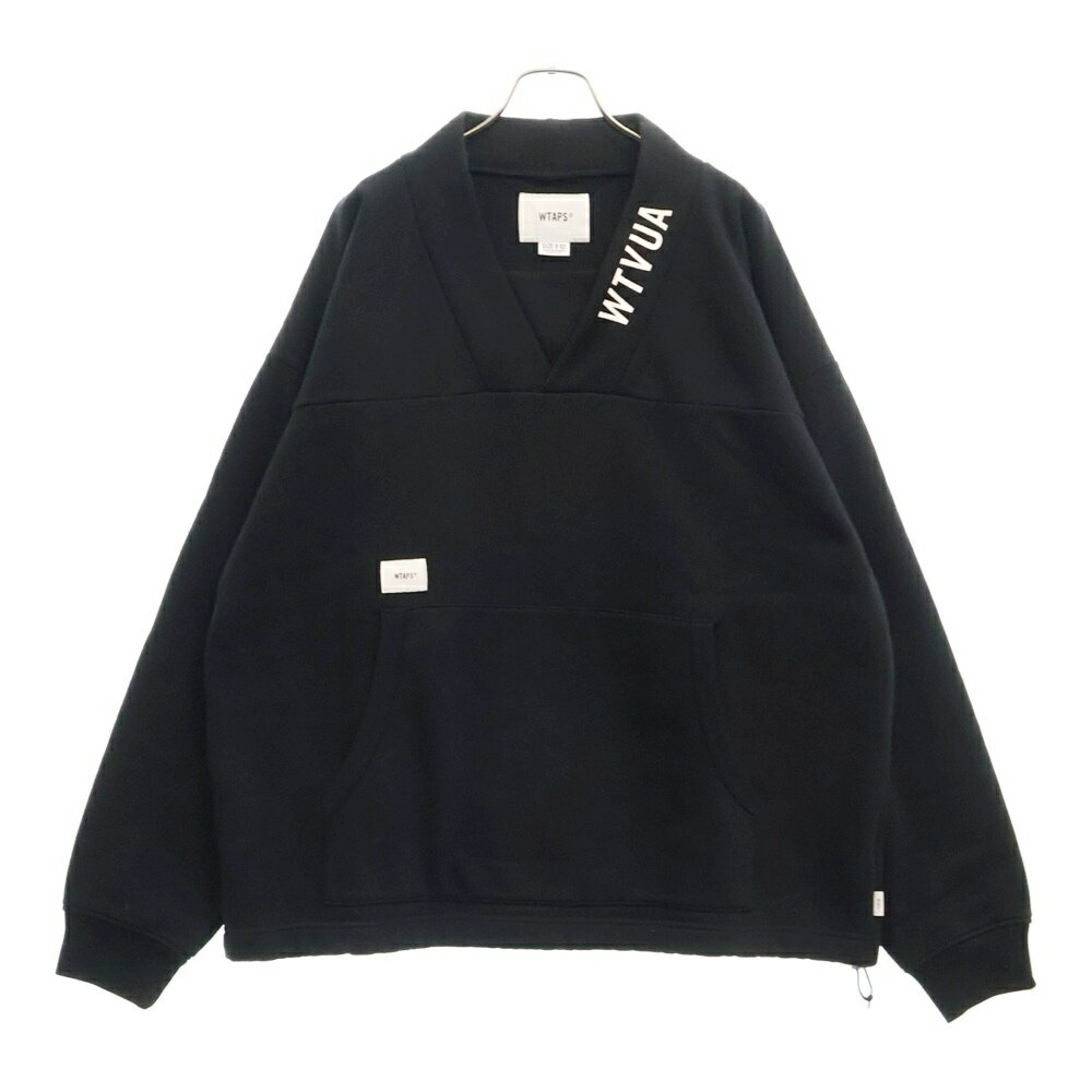 WTAPS(ダブルタップス) サイズ:2 18AW KIMONO SWEATSHIRT ロゴプリント キモノ スウェット トレーナー ブラック 182ATDT-CSM15【中古】【程度B】【カラーブラック】【オンライン限定商品】