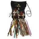 CHROME HEARTS(クロムハーツ) BAG-FLAT HIPPIE w FRINGE ヒッピー マルチカラーレザーパッチフリンジ装飾レザーショルダーバッ...