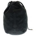 CHROME HEARTS(クロムハーツ) DRW STRNG SACK CRS PATCH クロスパッチドローストリングサックレザー巾着ハンドバッグ ブラック...
