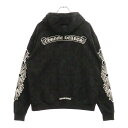 CHROME HEARTS(クロムハーツ) サイズ:S SWTSHRT PLVR セメタリークロス総柄 袖フローラル スウェットプルオーバーパーカー フーディ ...