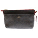 COACH(コーチ) ロゴプレート シグネチャー ショルダーバッグ 総柄 レディース ブラウン/レッド【中古】【程度B】【カラーブラウン】【オンライン限定商品】