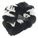 FENDI(フェンディ) Fur Logo Stole Buckle バックル付き ロゴデザイン ファーストール ブラック【中古】【程度A】【カラーブラック】【...