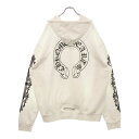 CHROME HEARTS(クロムハーツ) サイズ:XL SWTSHRT HD ZIP バックホースシュープリントダガージップアップパーカー ホワイト【中古】【...