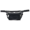 PRADA(プラダ) サイズ:- Re-Nylon リナイロン トライアングルロゴ サフィアーノレザー ボディバッグ ウエストバッグ ブラック 2VH171【中...