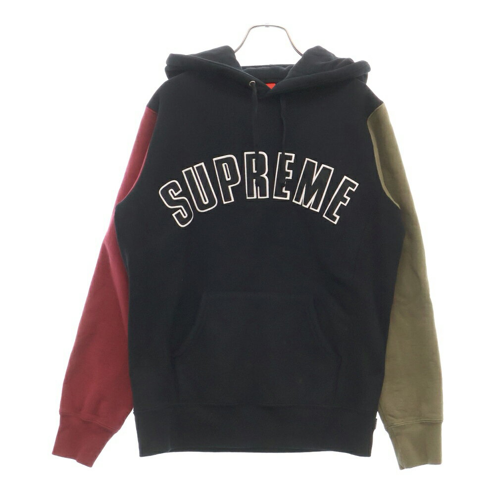 SUPREME(シュプリーム) サイズ:S 16AW Color Blocked Arc Logo Hooded Sweatshirt カラーブロックドアーチロゴスウェットプルオーバーパーカー ブラック/パープル/カーキ【中古】【程度A】【カラーマルチカラー】【取扱店舗BRING THRIFT CLOSET 湘南平塚店】
