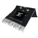 LOUIS VUITTON(ルイヴィトン) レイキャビック カシミヤ ミンク モノグラム マフラー ストール ブラック/グレー M74353 AL0139【中古...