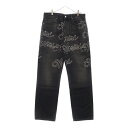 AMIRI(アミリ) サイズ:34 25SS SCRIPT CRYSTAL STRAIGHT VINTAGE BLACK スクリプトクリスタルストレートパンツ ヴィンテージブラック デニム AMDNGH1057【新古品/中古】【程度S】【カラーブラック】【オンライン限定商品】