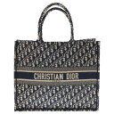 Christian Dior(クリスチャンディオール) サイズ:LARGE BOOK TOTE ブックトート オブリーク 総柄 エンブロイダリー バッグ ネイビ...