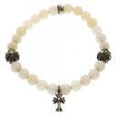 CHROME HEARTS(クロムハーツ) BEAD 6mm クロスボール ホワイトビーズ ブレスレット ホワイト/シルバー【中古】【程度B】【カラーホワイト】...