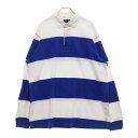 【sale対象】POLO RALPH LAUREN(ポロラルフローレン) サイズ:XL ロゴエンブロイダリー ボーダー 長袖ラガーシャツ ブルー/ホワイト【中古...
