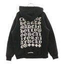 CHROME HEARTS(クロムハーツ) サイズ:L SWTSHRT HD ZIP バック英字プリント 裏地サーマル ジップパーカー ブラック【中古】【程度B...