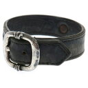 CHROME HEARTS(クロムハーツ) サイズ:9 GUNSLINGER ガンスリンガー クロスボール レザーブレスレット ブラック/シルバー BCA146...