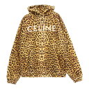 CELINE(セリーヌ) サイズ:L レオパードロゴプリントスウェットプルオーバーパーカー【中古】【程度B】【カラーブラウン】【オンライン限定商品】
