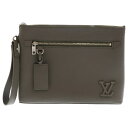 LOUIS VUITTON(ルイヴィトン) アエログラム テイクオフポーチ カーキ レザー M81735 クラッチバッグ セカンドバッグ【中古】【程度A】【カラ...