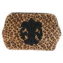 CHROME HEARTS(クロムハーツ) COSMETIC POUCH フレアパッチ ハラコ レオパード コスメポーチ ブラウン/ブラック【中古】【程度B】【...