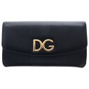 DOLCE & GABBANA(ドルチェアンドガッバーナ) DGロゴ カードケース コインケース付 レザー ミニ クラッチバッグ ブラック【中古】【程度B】【カ...