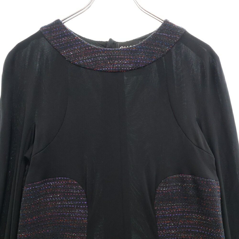 CHANEL(シャネル) サイズ:40 02AW クルーネックツイードワンピース パープル レディース P19713W03043【中古】【程度B】【カラーブラック】【取扱店舗WASTE_NOT名古屋店】