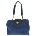 CHANEL(シャネル) ココマーク スーパーモデル トートバッグ ボストンバッグ ブルー デニム ゴールド金具 ヴィンテージ【中古】【程度B】【カラーブルー】...