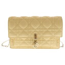 Christian Dior(クリスチャンディオール) カナージュ レザーチェーンウォレット ショルダーバッグ イエロー【中古】【程度B】【カラーイエロー】【取扱店舗新宿】