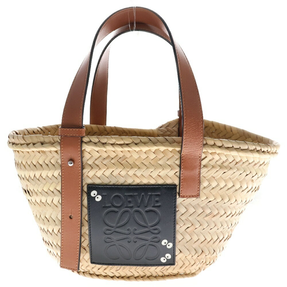 LOEWE(ロエベ) ジブリコラボ カゴバック ハンドバッグ バスケットバッグ ブラウン×ブラック ラフィア まっくろくろすけ【中古】【程度A】【カラーベージュ】【オンライン限定商品】