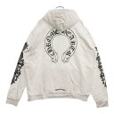 CHROME HEARTS(クロムハーツ) サイズ:XL SWTSHRT PLVR バックホースシュー袖フローラルクロスプルオーバーパーカー ホワイト【中古】【...